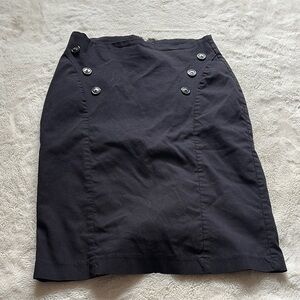 Suzy Sheer Black Sailor Button High Waisted Pencil Skirt Small